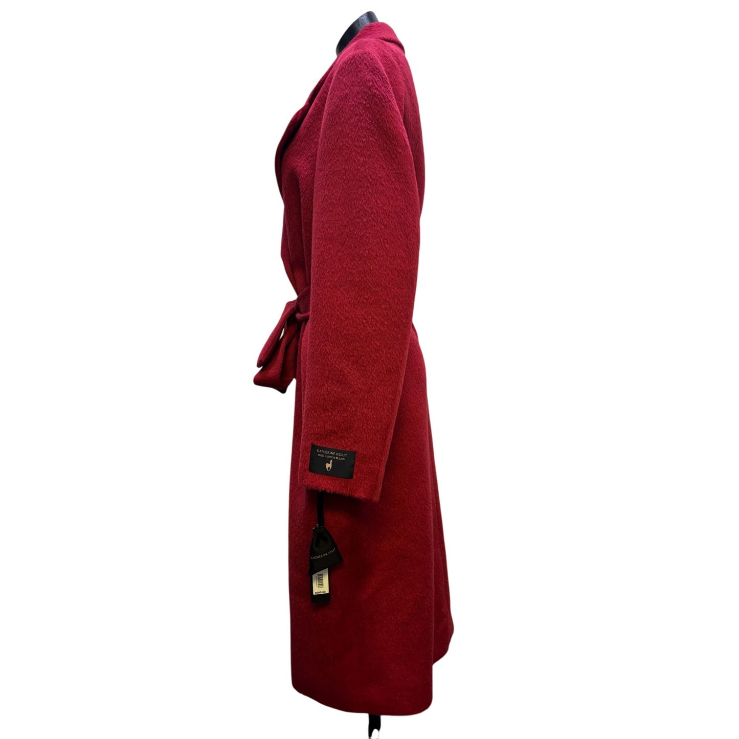 Katherine Kelly Womens Red Belted Wool/Alpaca Coat Size 12
