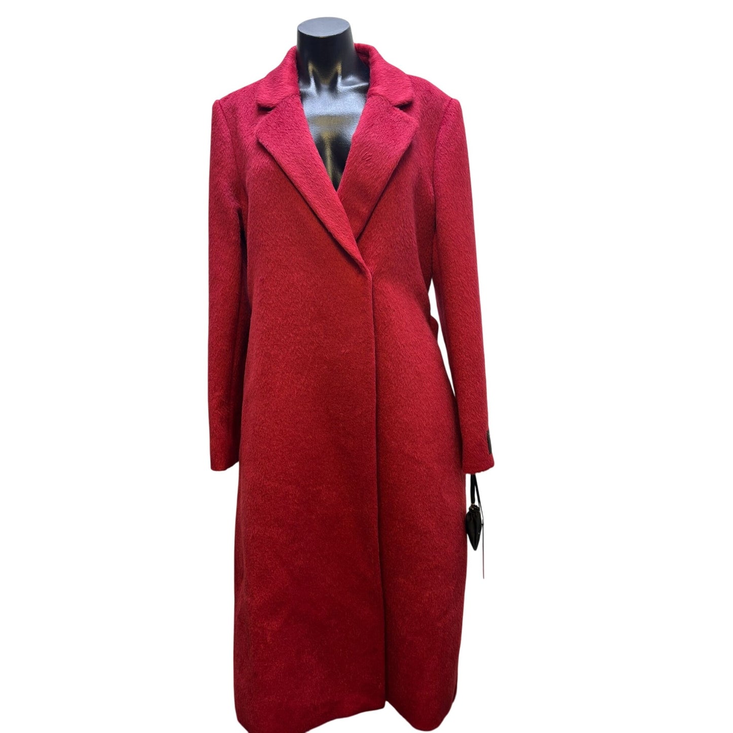 Katherine Kelly Womens Red Belted Wool/Alpaca Coat Size 12