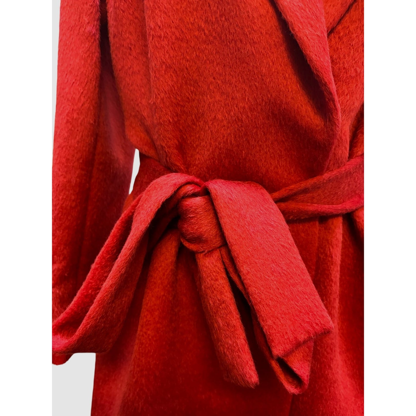 Katherine Kelly Womens Red Belted Wool/Alpaca Coat Size 12