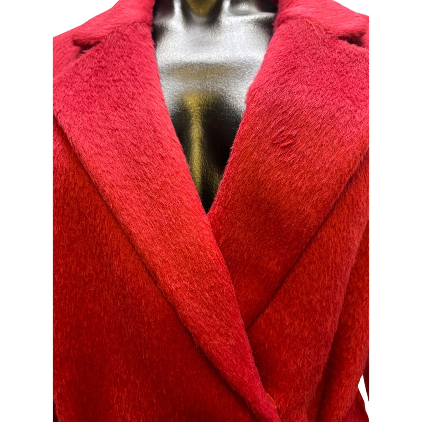 Katherine Kelly Womens Red Belted Wool/Alpaca Coat Size 12