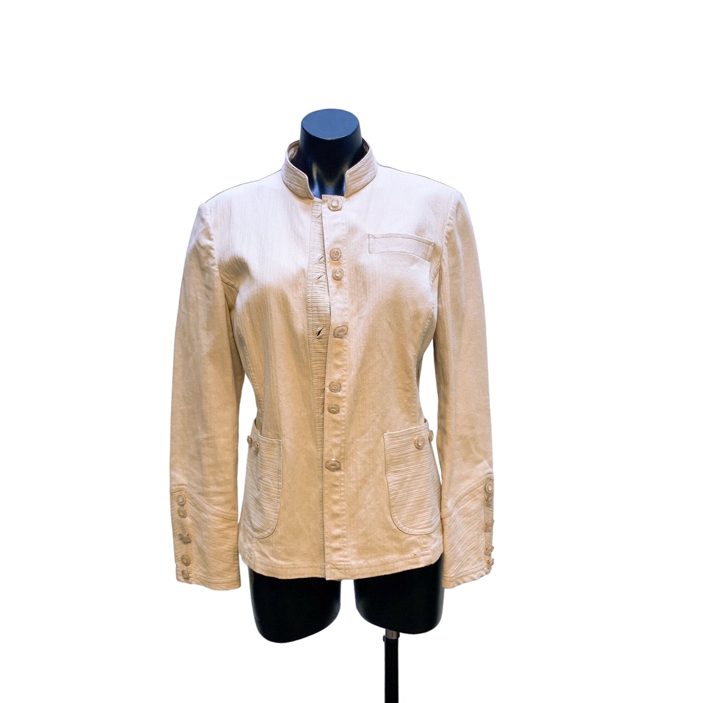 St. John Sport Tan Beige Button-Up Jacket With Pockets M