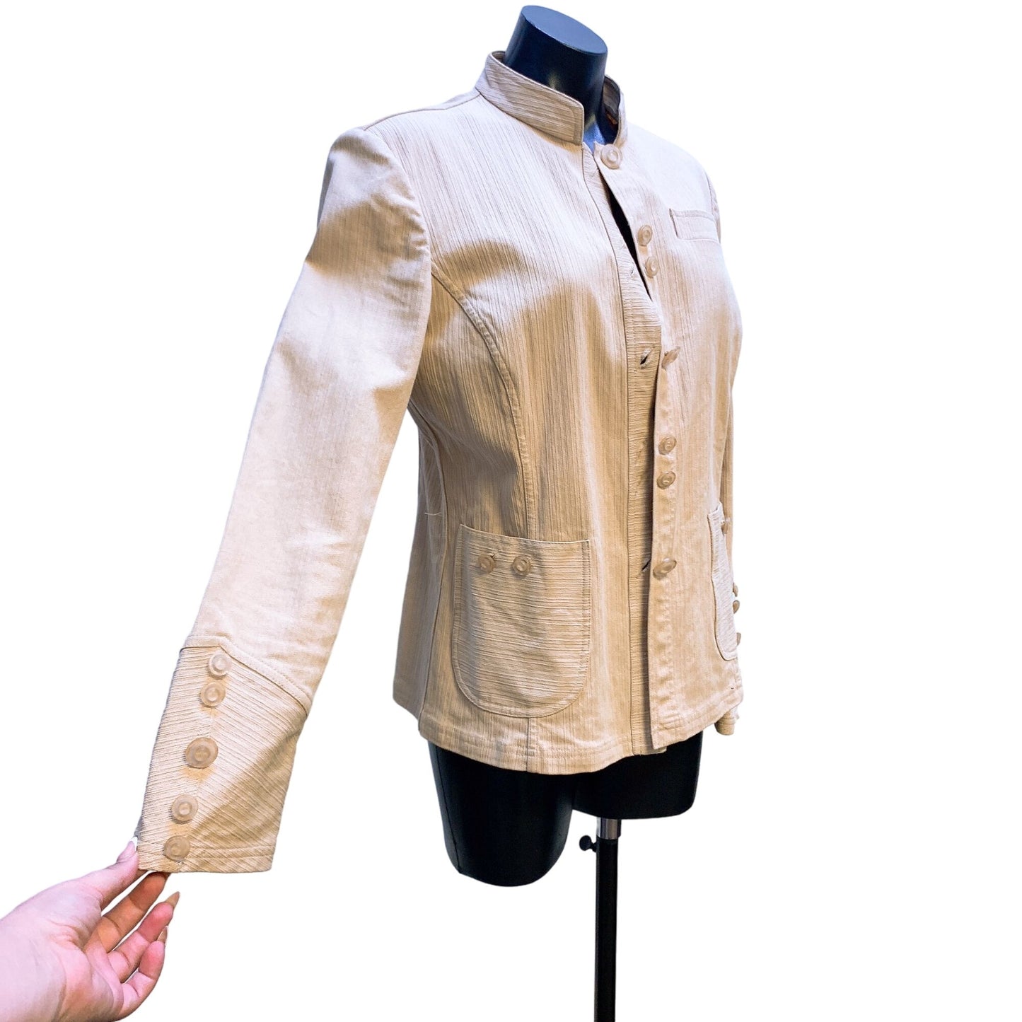 St. John Sport Tan Beige Button-Up Jacket With Pockets M