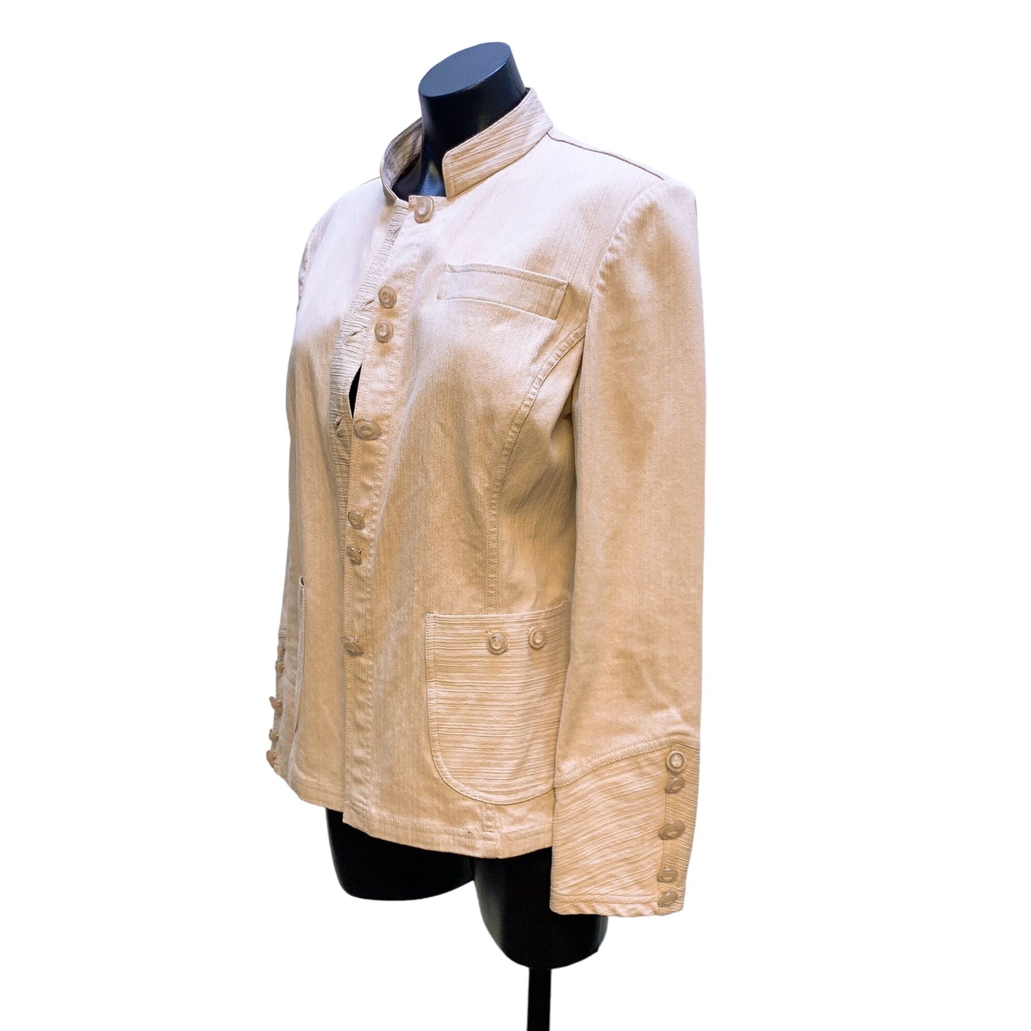 St. John Sport Tan Beige Button-Up Jacket With Pockets M