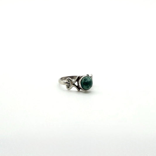 Vintage 875 Silver Ring With Green Gemstone Size 6.5