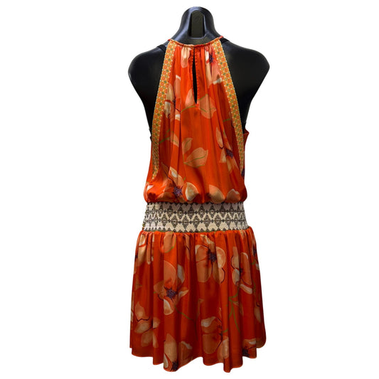 Ramy Brook Halter Dress Orange Multi Floral Size L