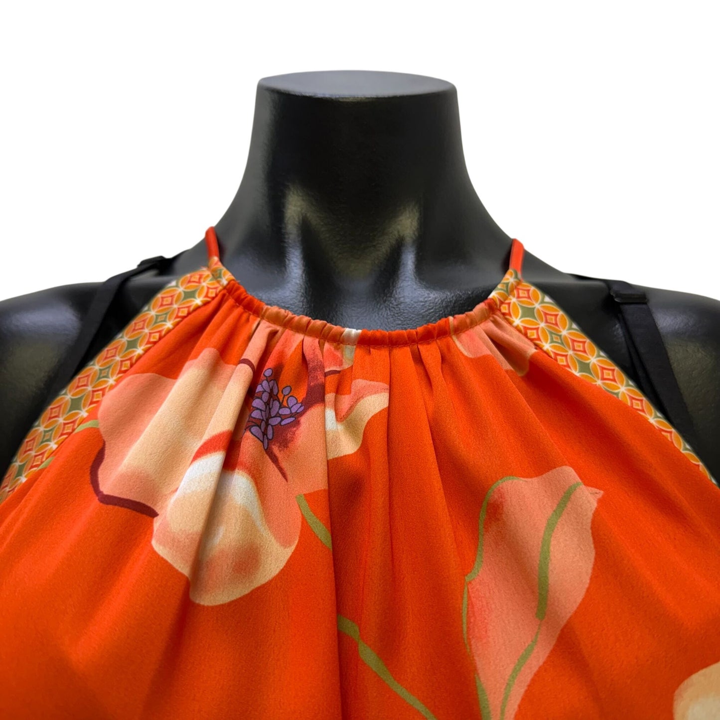 Ramy Brook Halter Dress Orange Multi Floral Size L