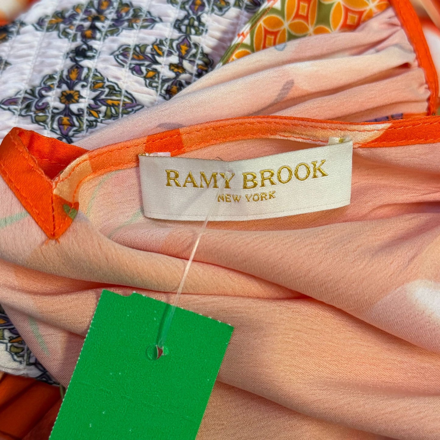 Ramy Brook Halter Dress Orange Multi Floral Size L