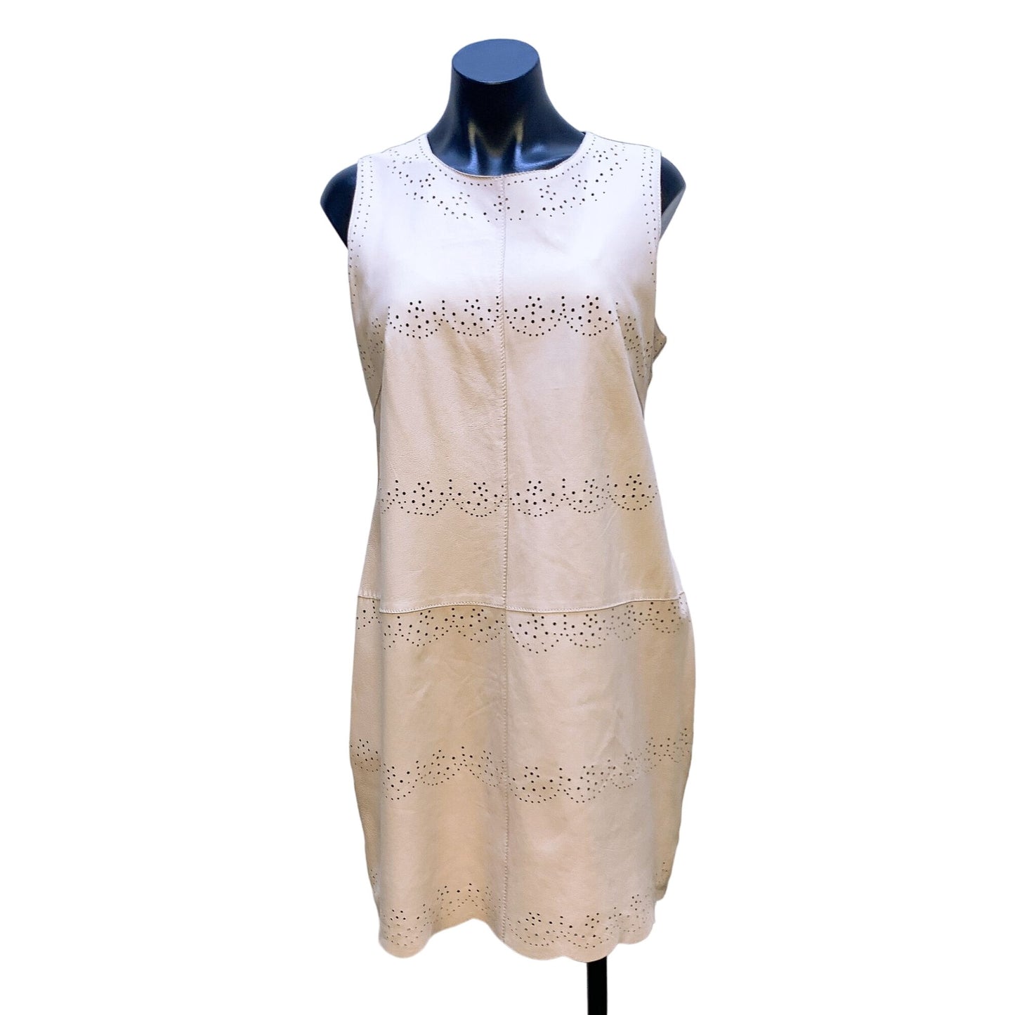 NWT French Connection Genuine Leather Pavlova Dress10 Beige