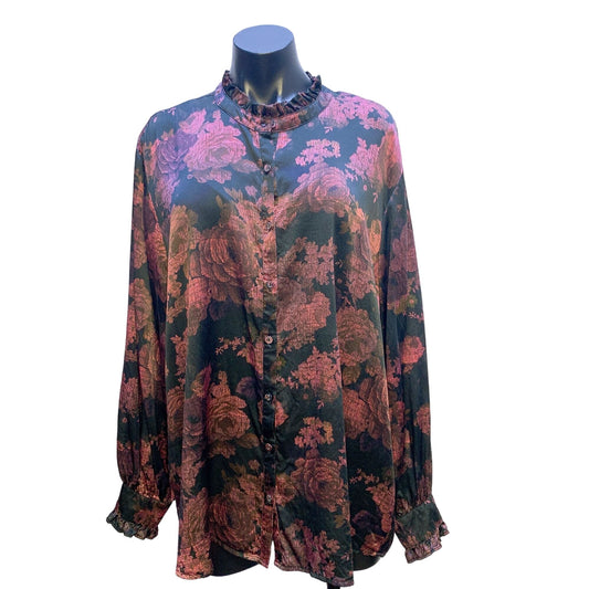 Johnny Was Workshop Women's Floral Silk Blouse XL