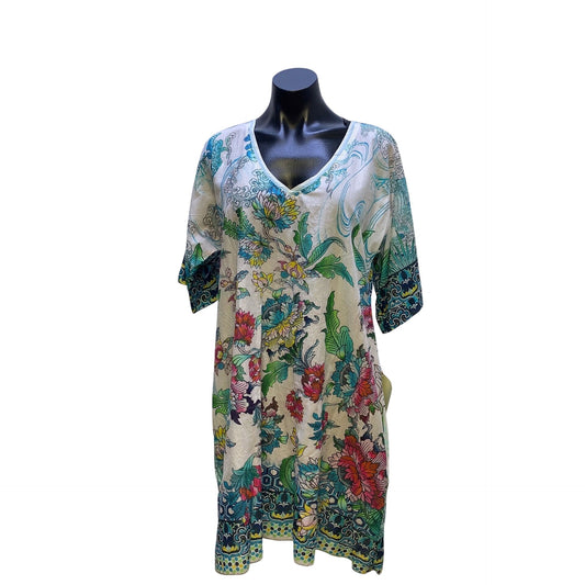 NWT Johnny Was Floral Print Tunic Dress Size L Multicolor