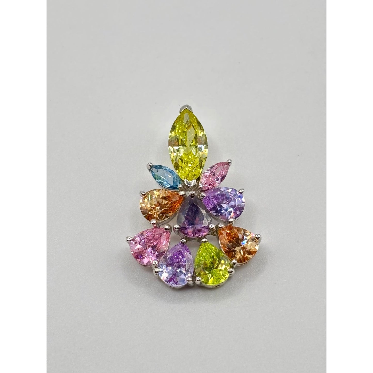 Multicolor Gemstone Cluster 925 Silver Pendant