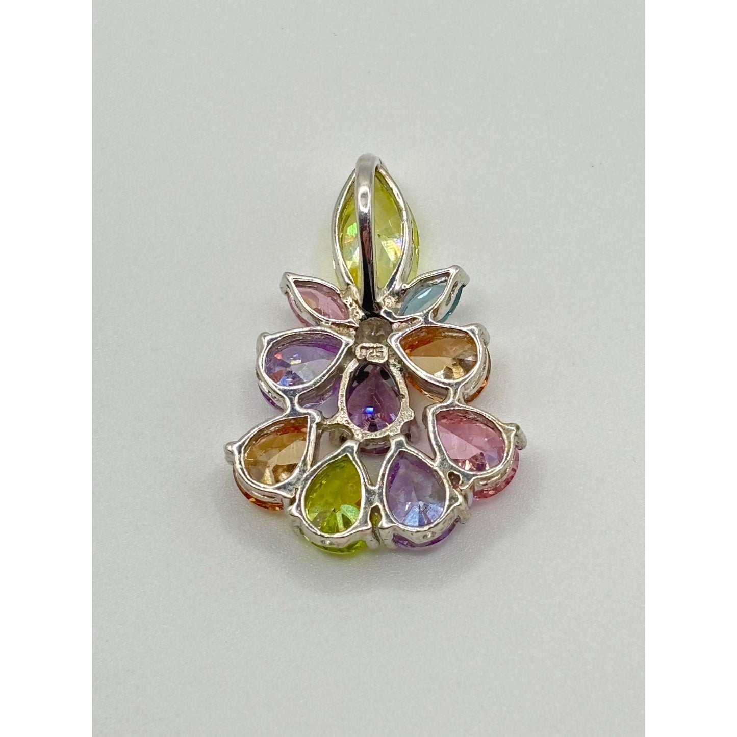 Multicolor Gemstone Cluster 925 Silver Pendant