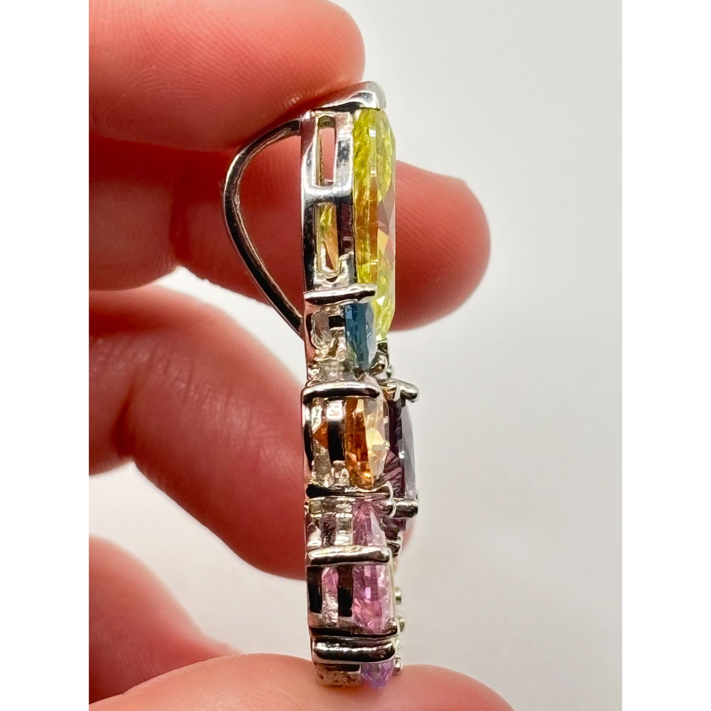 Multicolor Gemstone Cluster 925 Silver Pendant