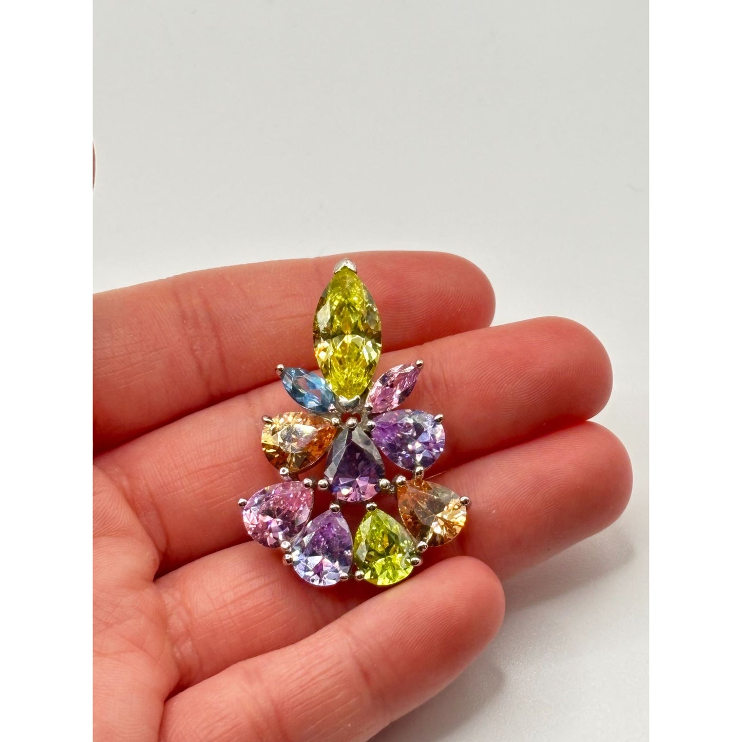 Multicolor Gemstone Cluster 925 Silver Pendant