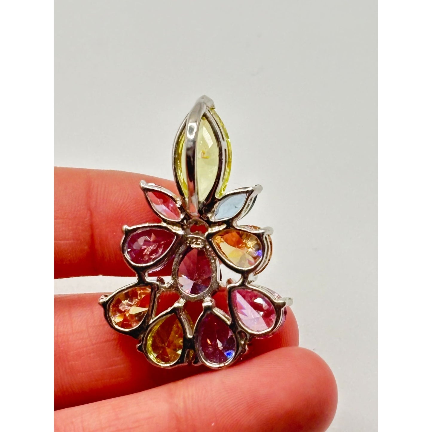 Multicolor Gemstone Cluster 925 Silver Pendant