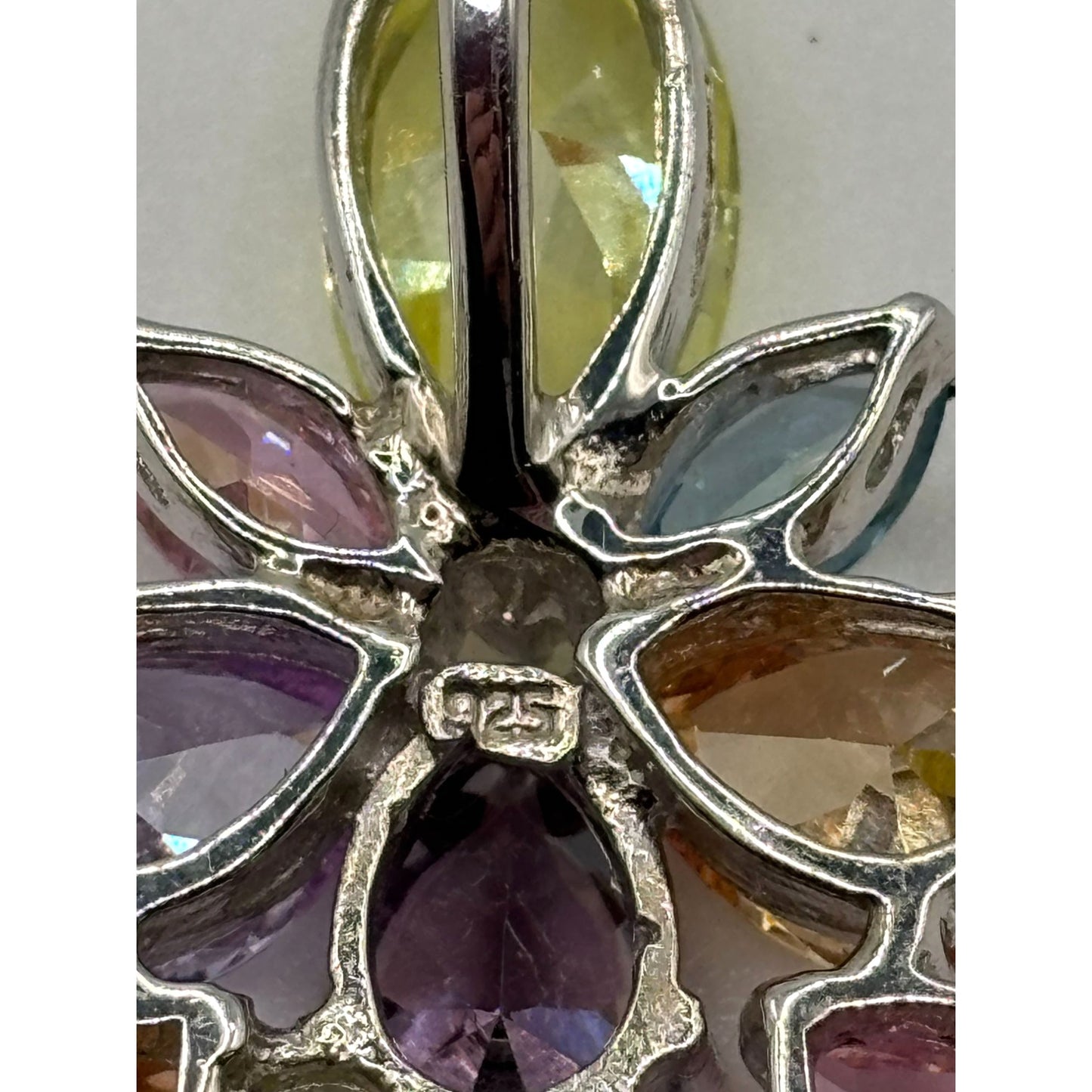 Multicolor Gemstone Cluster 925 Silver Pendant