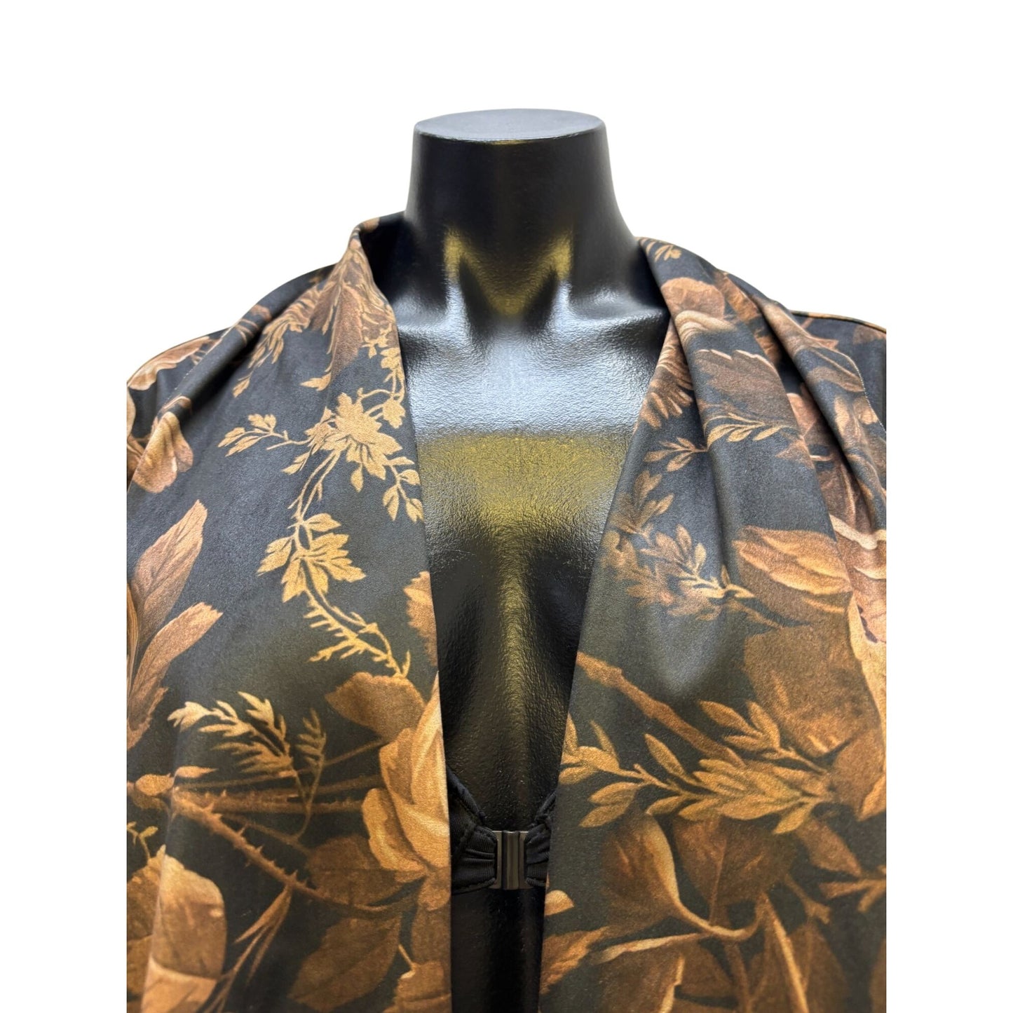 Soft Surroundings Floral Open Front Cardigan Brown & Black 1X