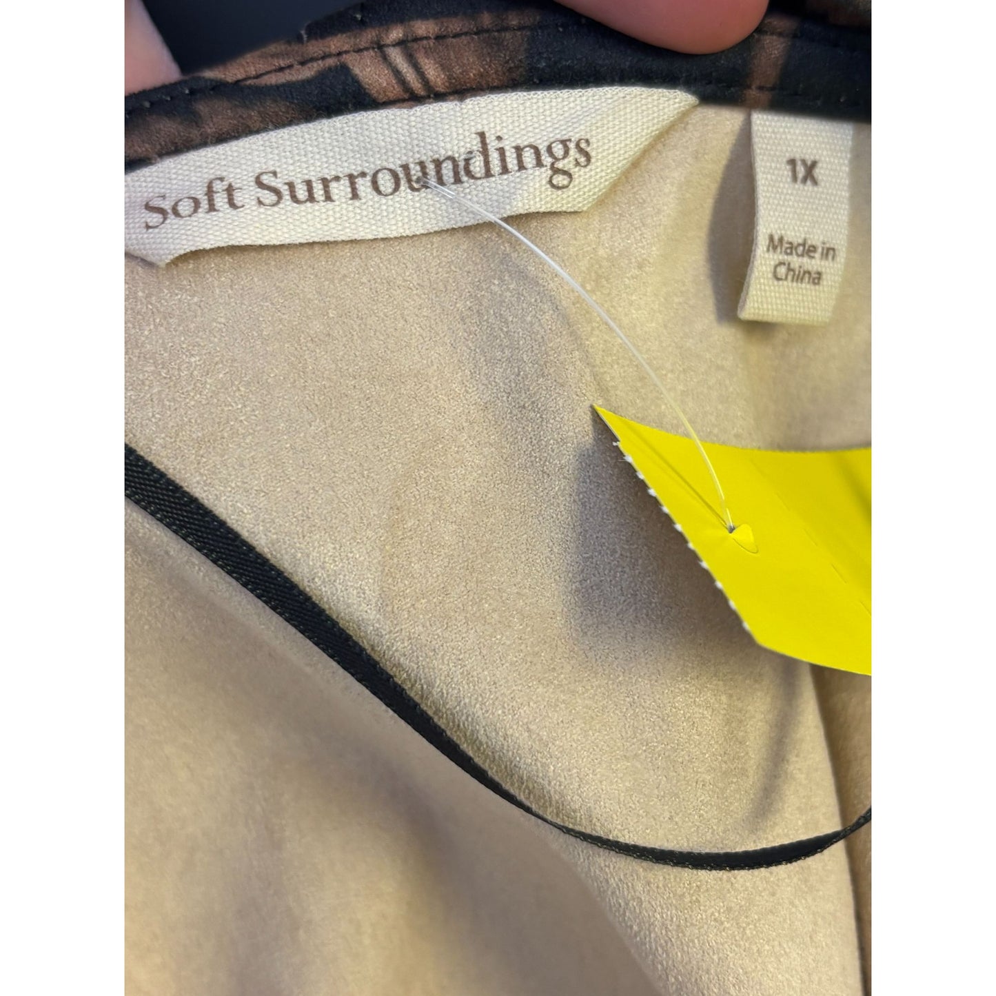 Soft Surroundings Floral Open Front Cardigan Brown & Black 1X