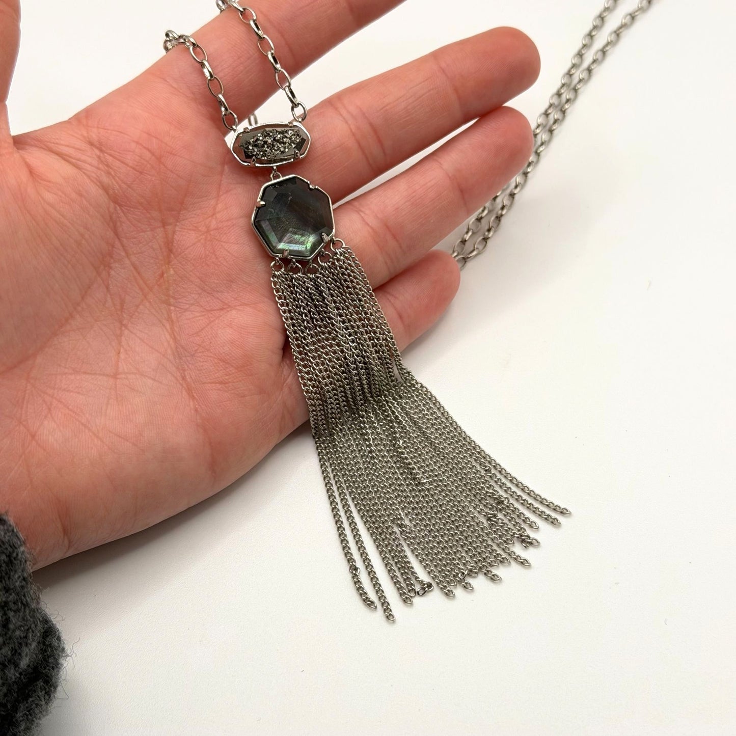 Kendra Scott Tae Pendant Long Necklace With Silver Chain