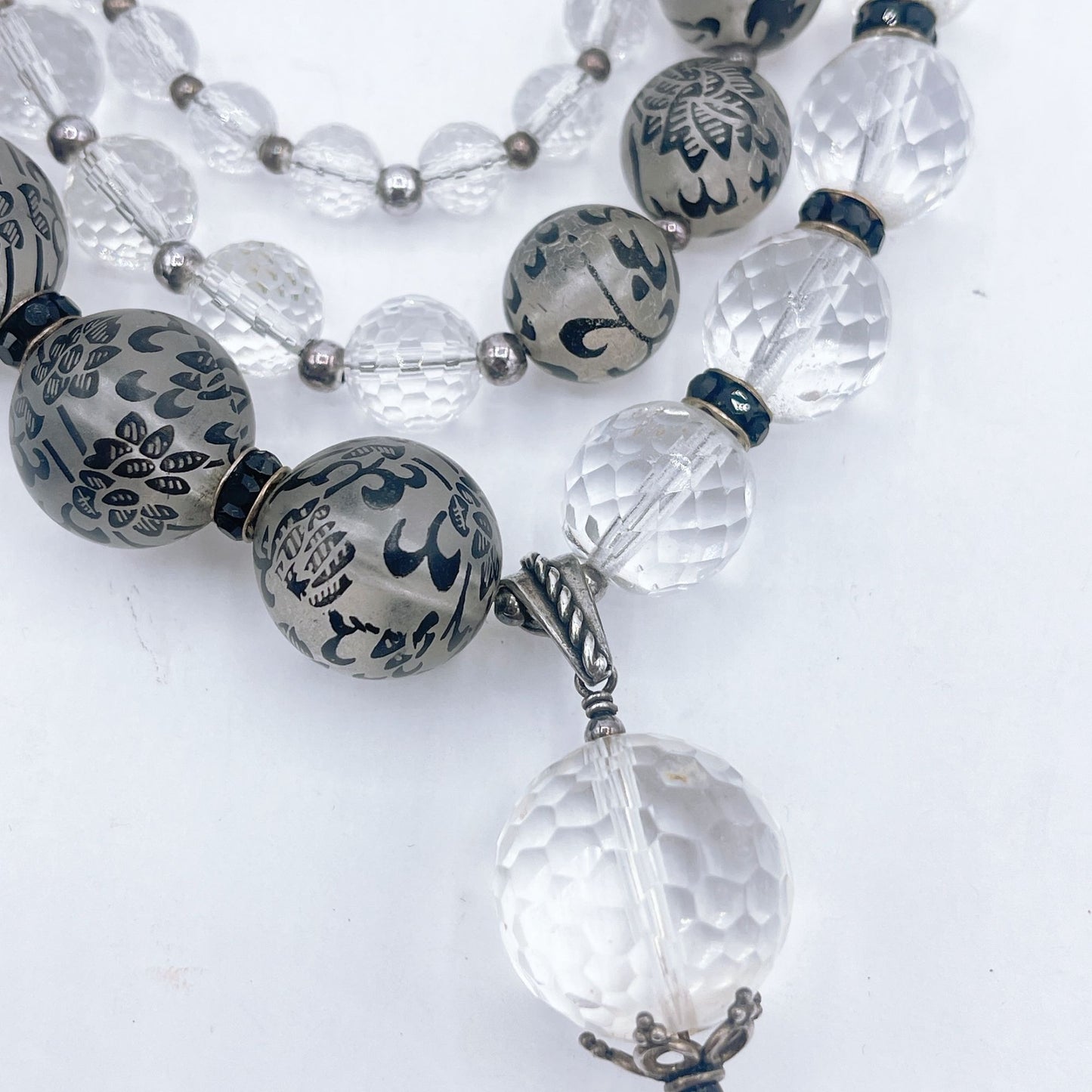 925 & Crystal Chunky Ball Pendant Necklace Medium