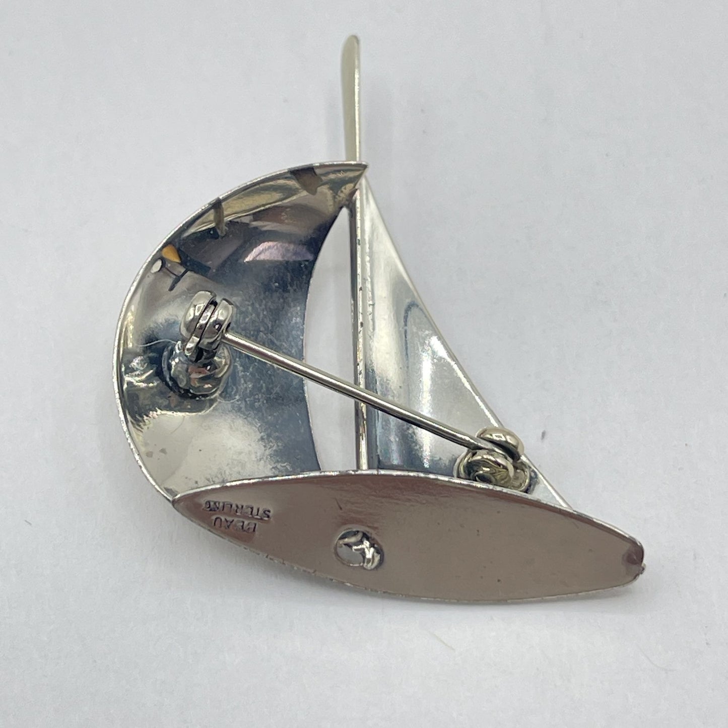 Vintage Beau Sterling Silver 3d Sailboat Brooch Pin