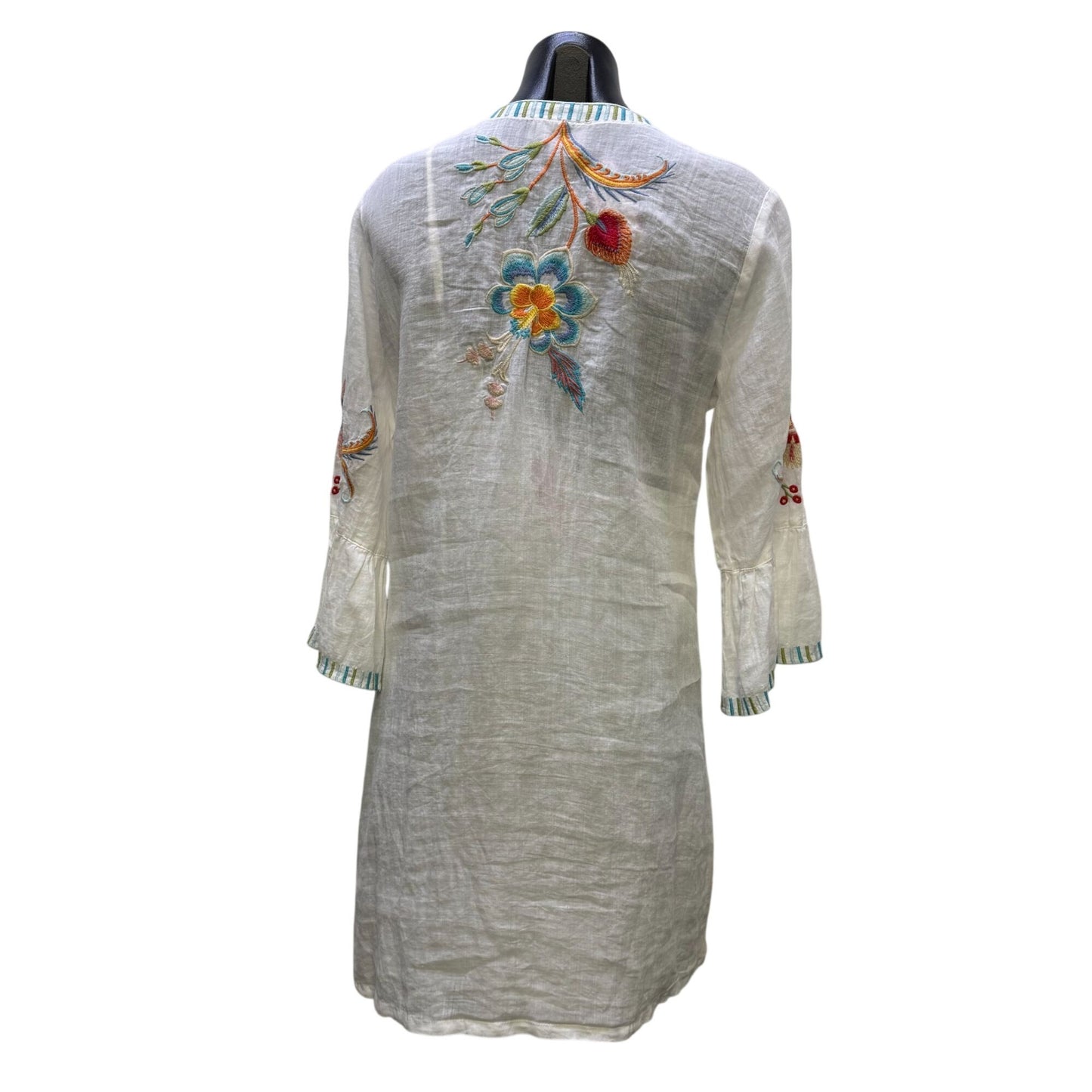 Johnny Was Workshop White Embroidered Tunic Dress W/ Slip Size M