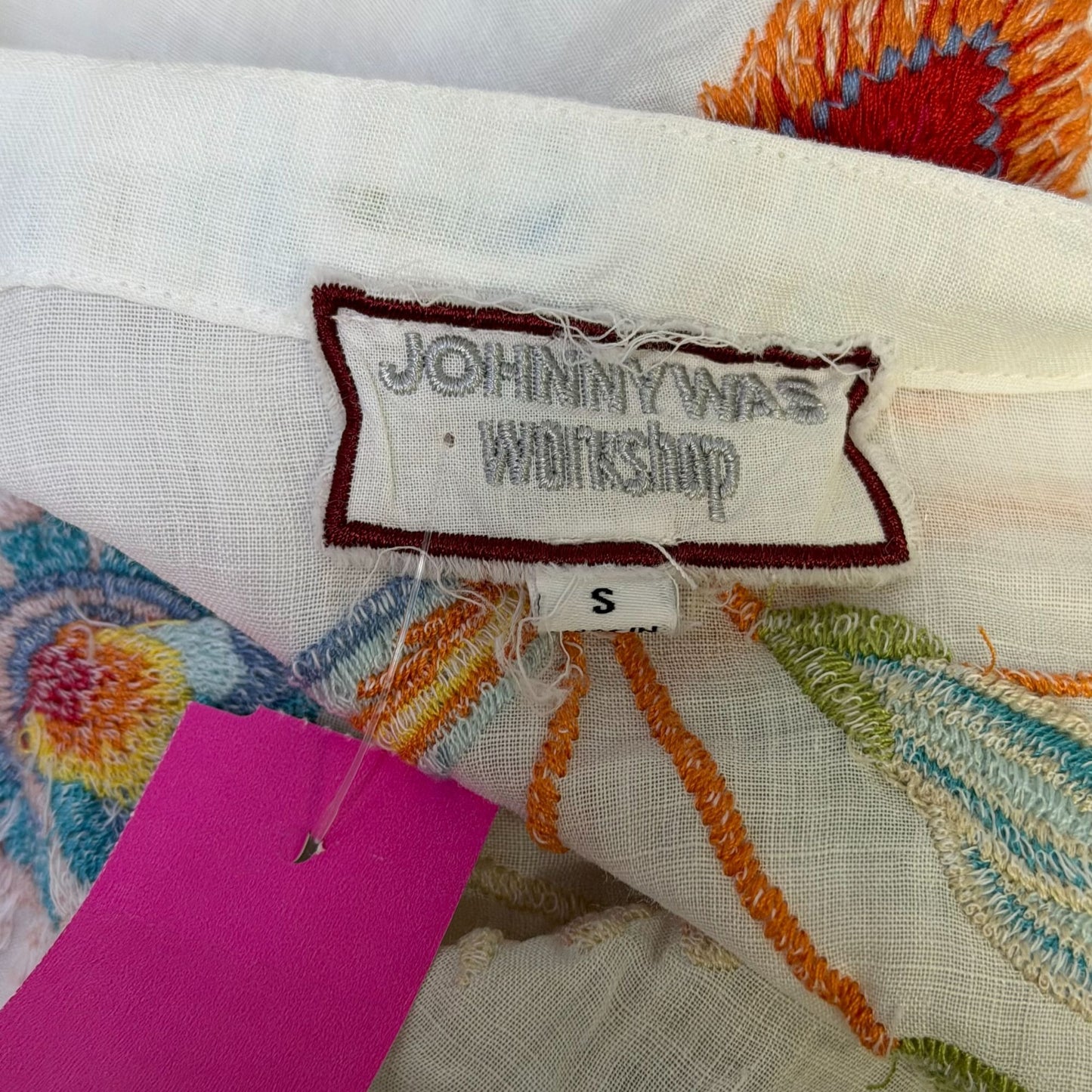 Johnny Was Workshop White Embroidered Tunic Dress W/ Slip Size M