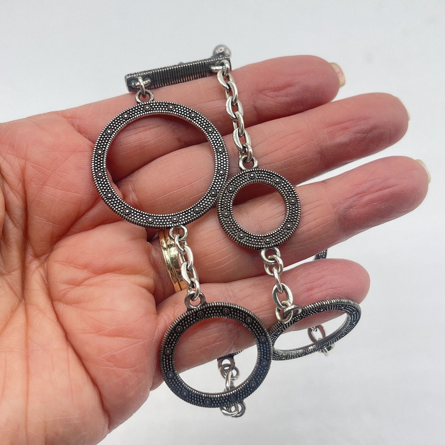 Brighton Silver-Tone Circle Link Toggle Bracelet