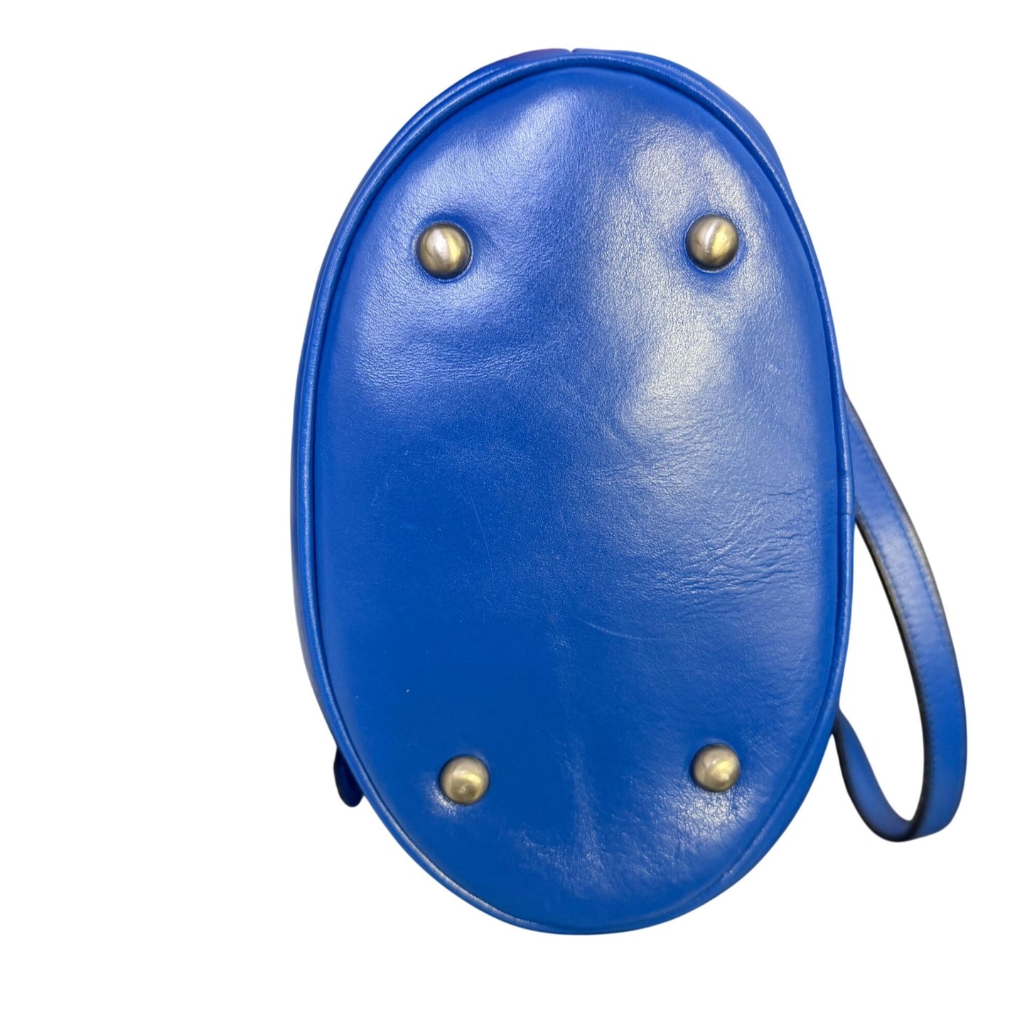 Patricia Nash Blue Leather Bucket Crossbody Bag With Adjustable Strap