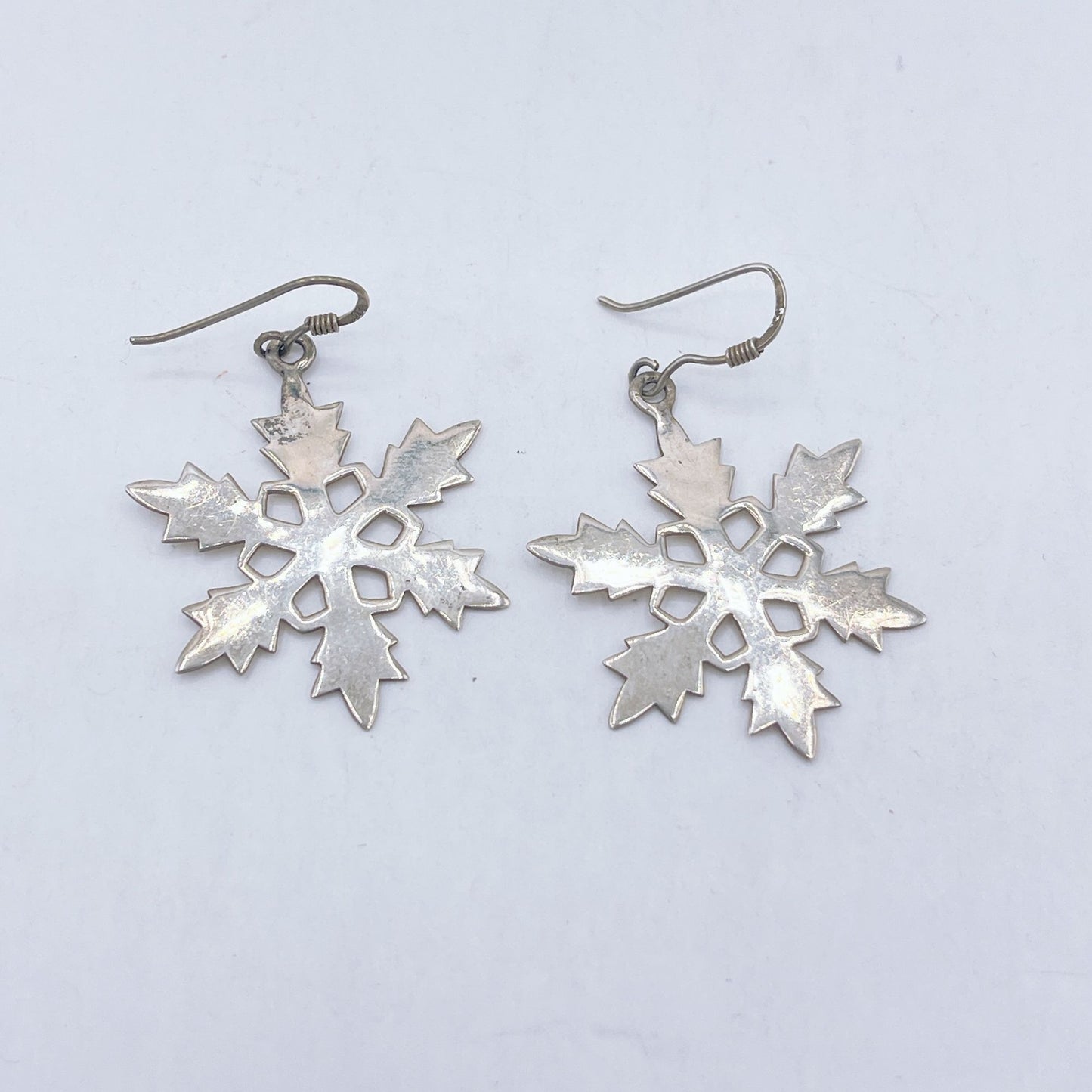 925 Silver Snowflake Shape Dangle Earrings Medium