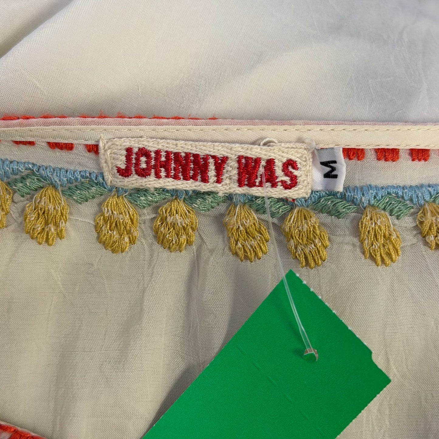 Johnny Was Cream Floral Embroidered Blouse Size M