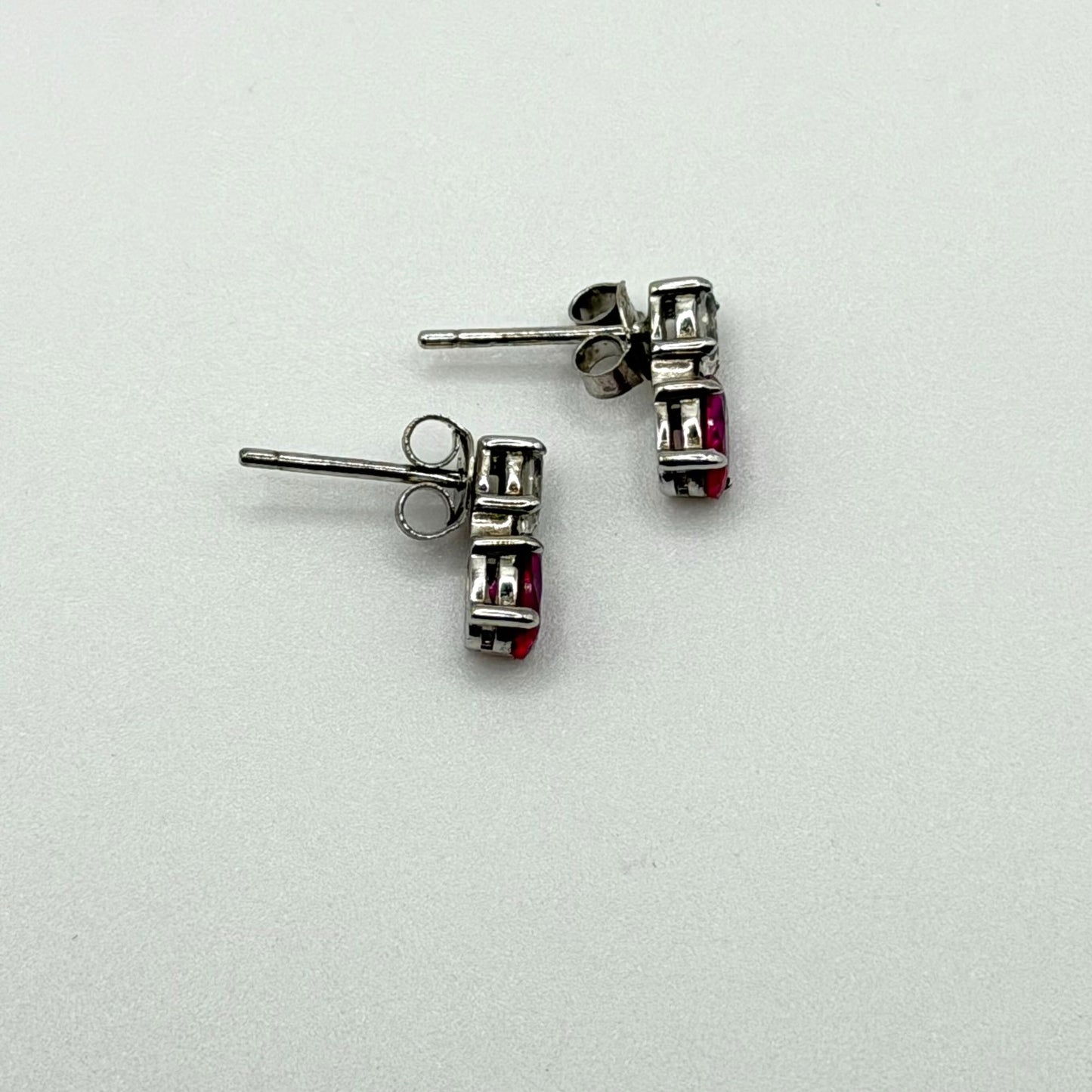 Helzberg Diamonds Sterling Silver Ruby & CZ Ring & Earrings Jewelry Set In Box 7.5