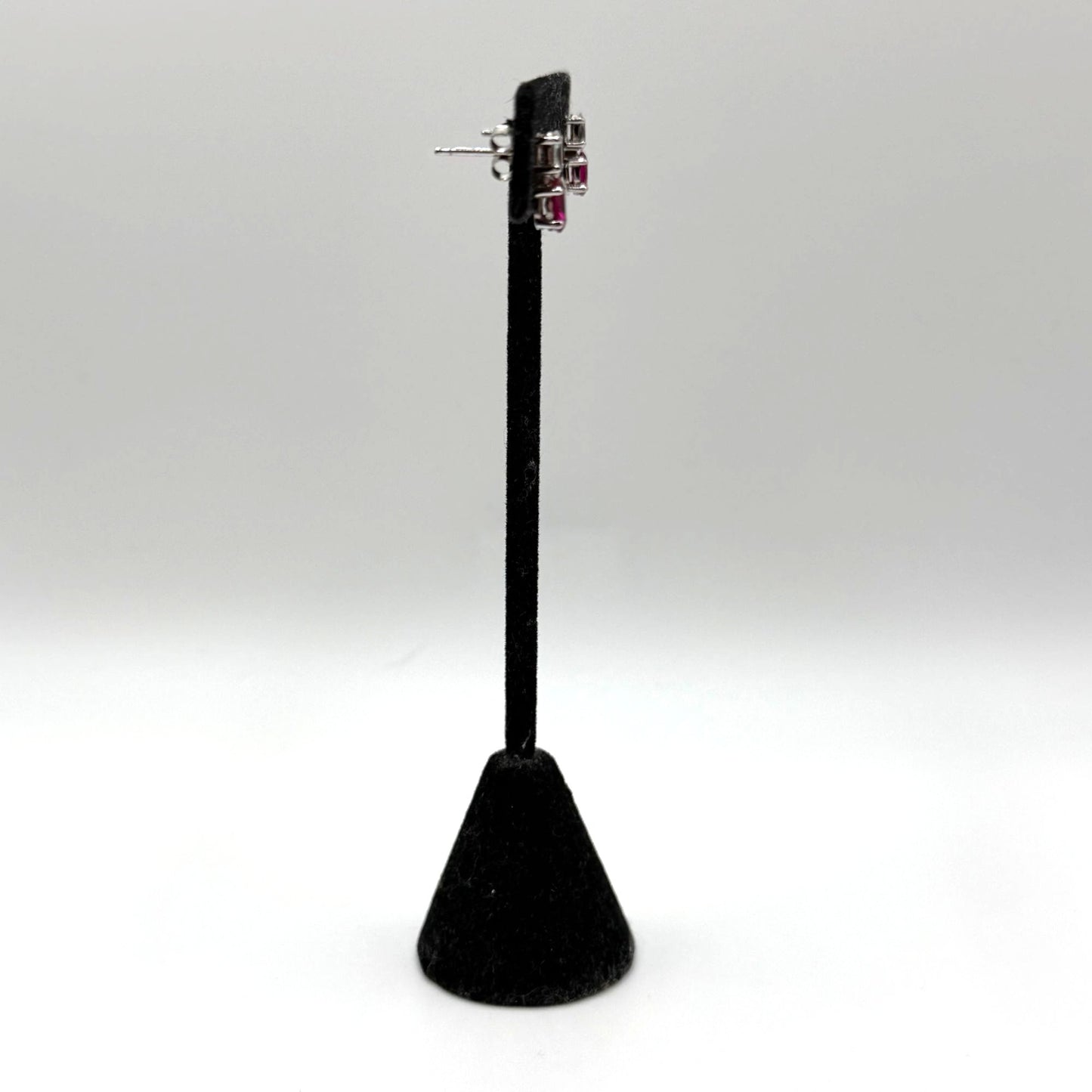 Helzberg Diamonds Sterling Silver Ruby & CZ Ring & Earrings Jewelry Set In Box 7.5