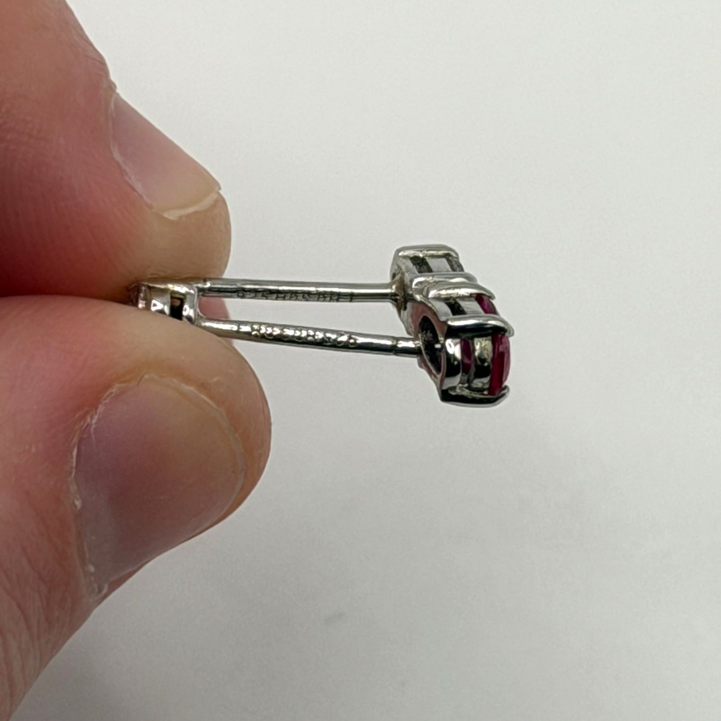 Helzberg Diamonds Sterling Silver Ruby & CZ Ring & Earrings Jewelry Set In Box 7.5