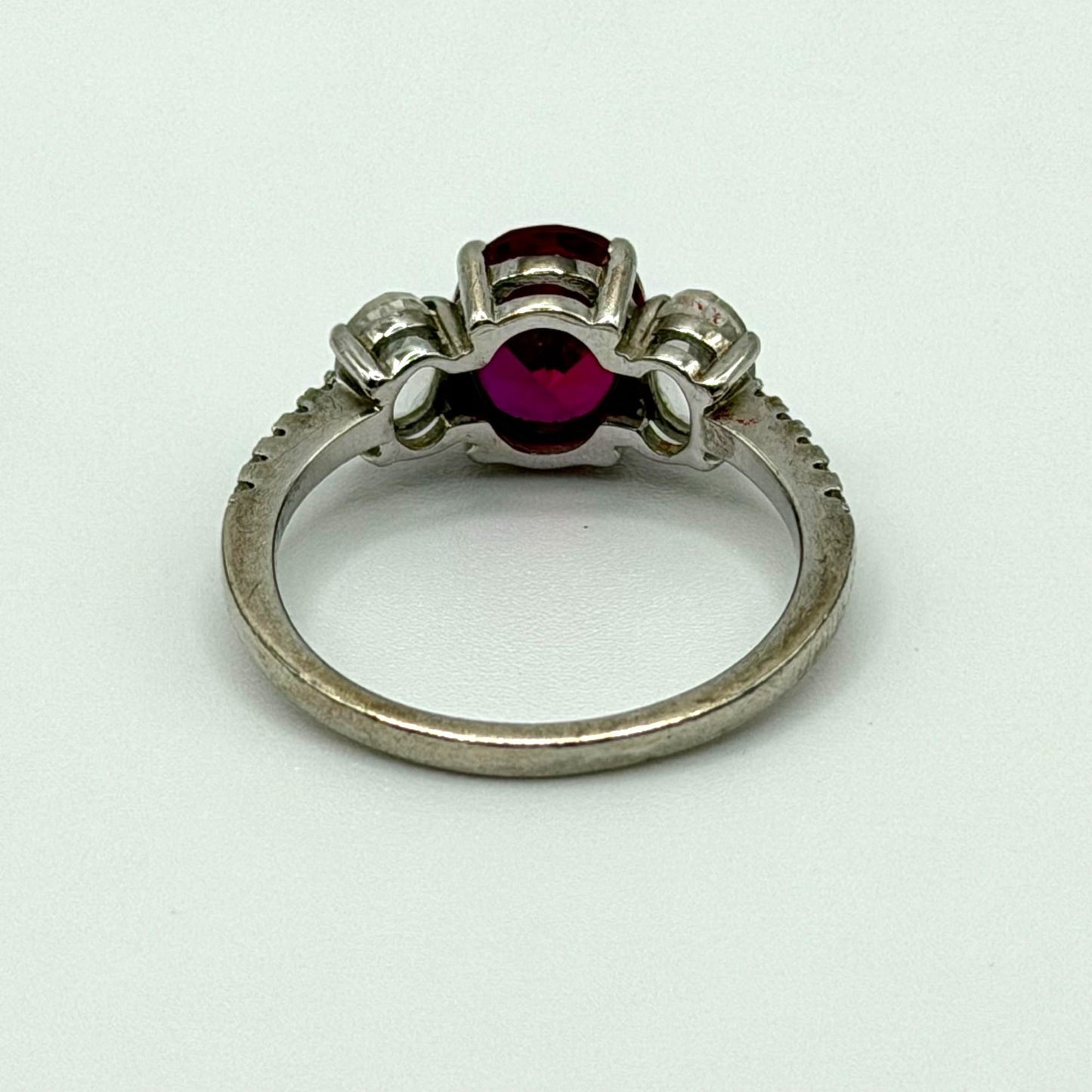 Helzberg Diamonds Sterling Silver Ruby & CZ Ring & Earrings Jewelry Set In Box 7.5