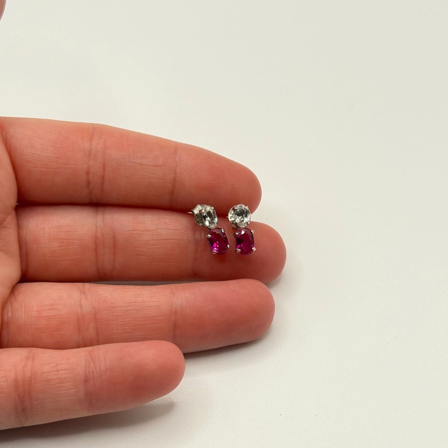 Helzberg Diamonds Sterling Silver Ruby & CZ Ring & Earrings Jewelry Set In Box 7.5