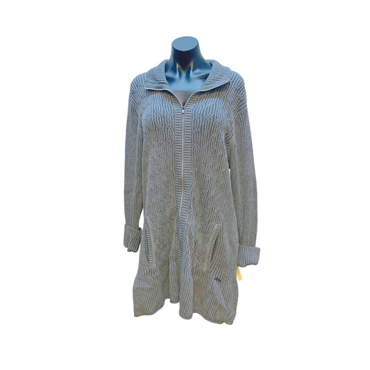 NWT Eddie Bauer Womens Gray Cable Knit Long Cardigan 2X