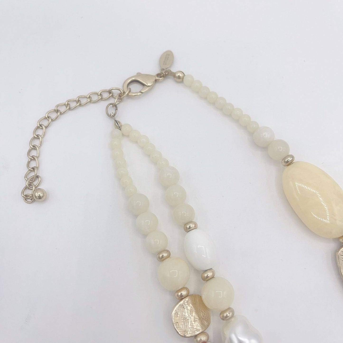 Chico's White Brown Pearl Stones Necklace Medium