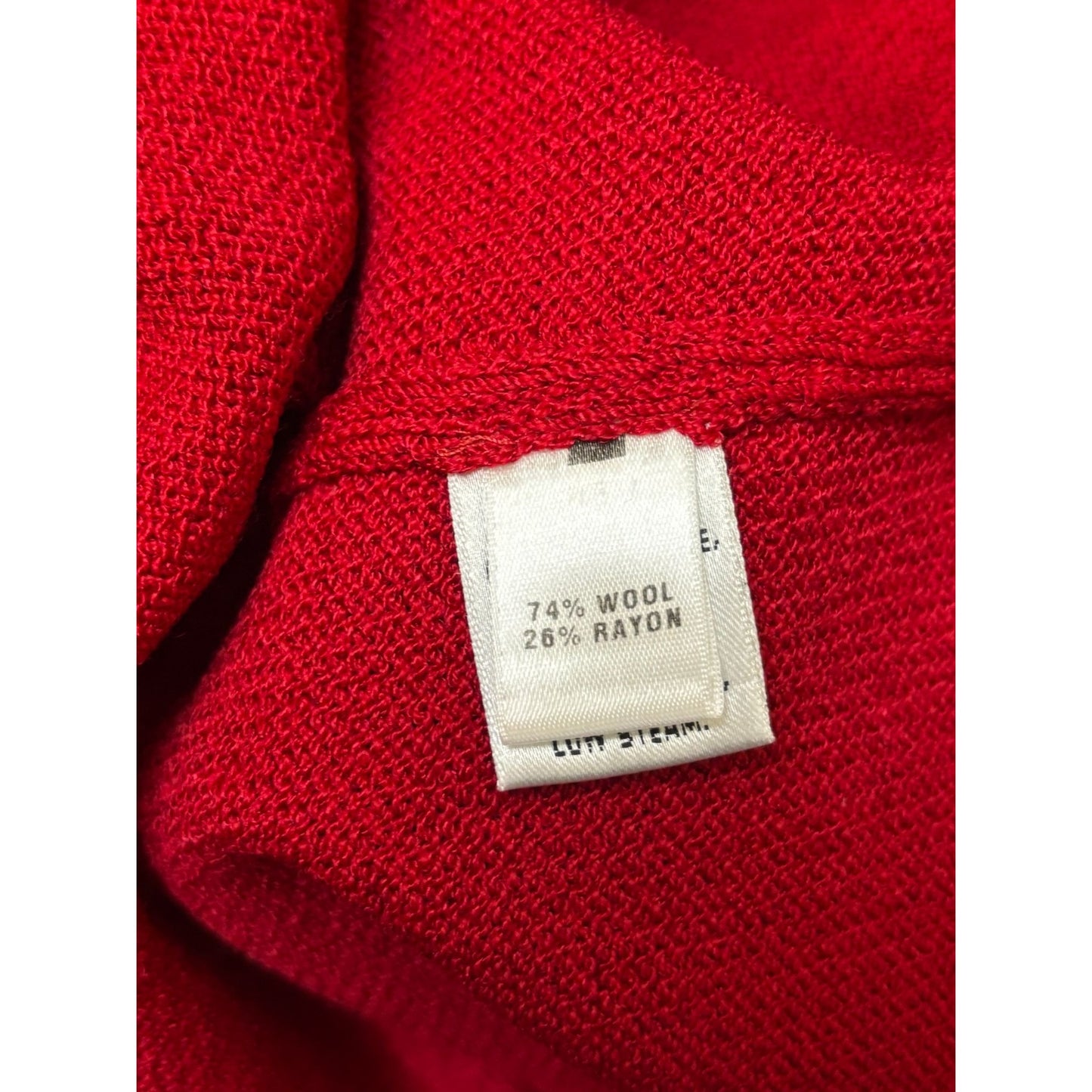 NWOT St. John Red Wool Ruffle Cardigan Long Sleeve Size 12