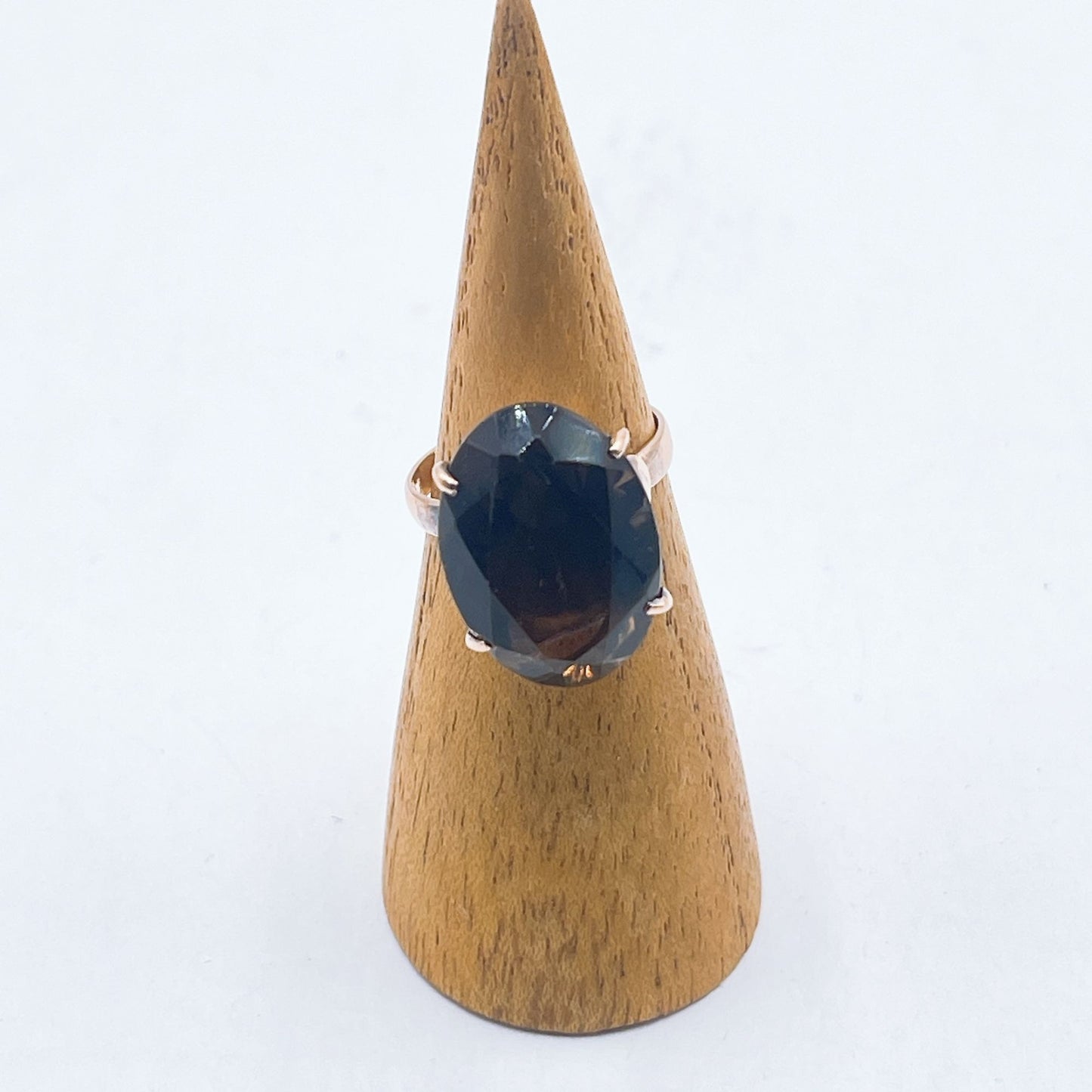 Vintage 14K Gold Oval Smoky Topaz Quartz Ring 7