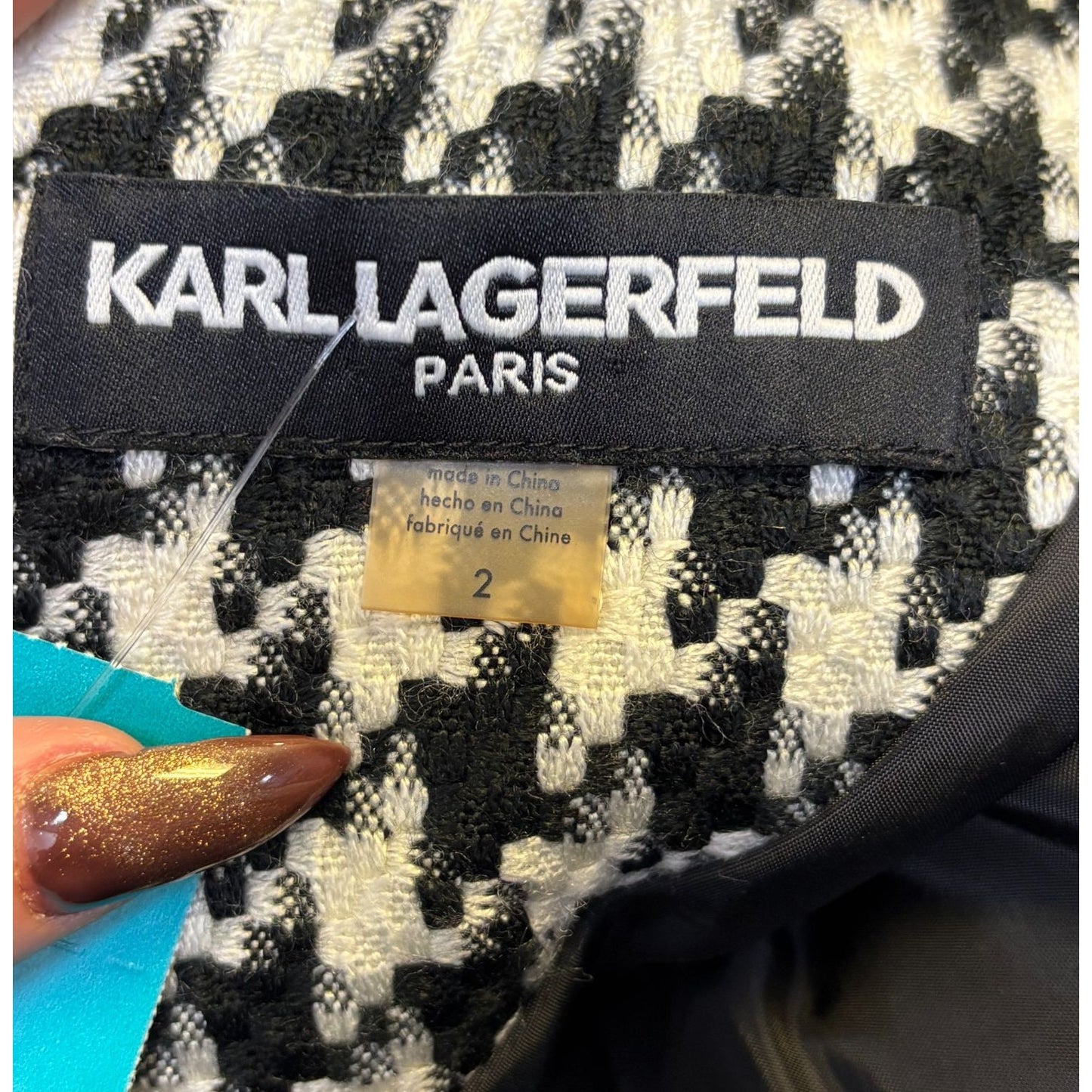 Karl Lagerfeld Paris Black & White Tweed Dress Size 2