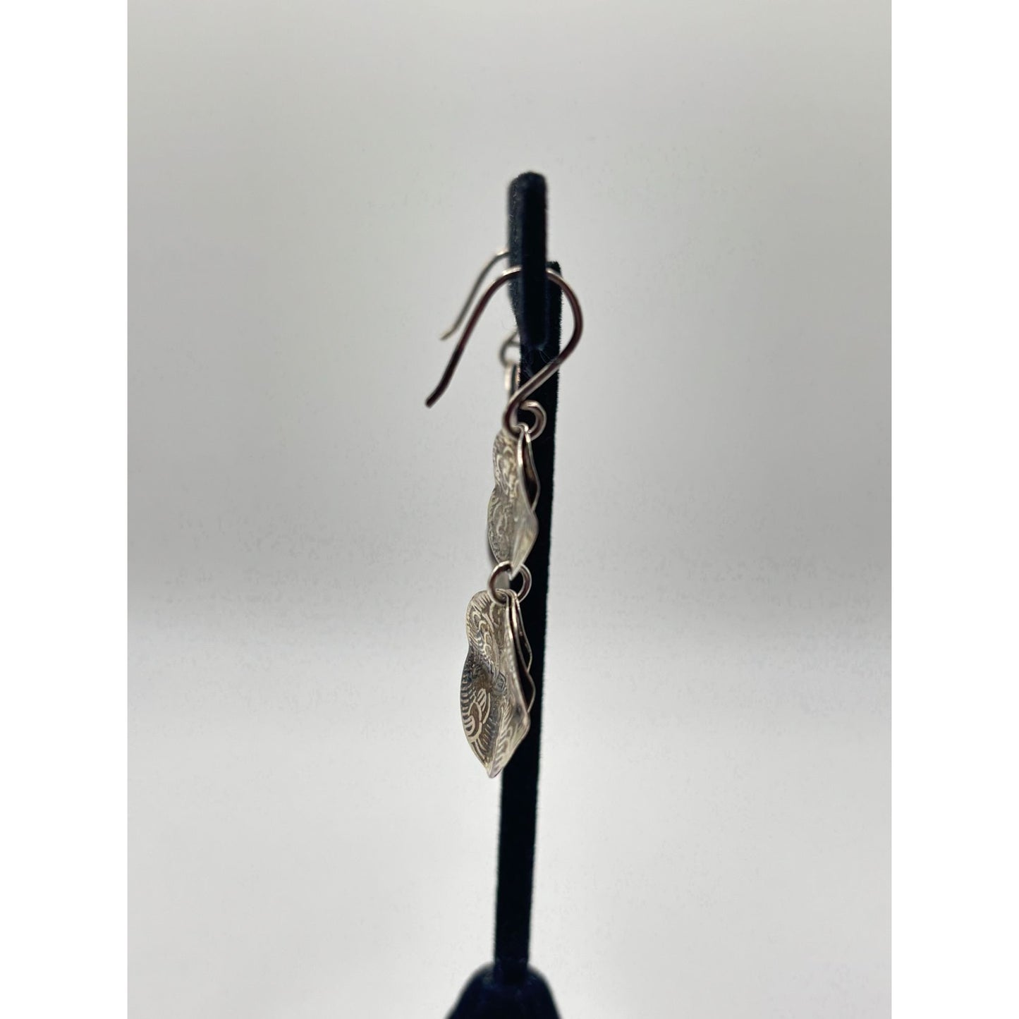 925 Sterling Silver Dangle Earrings With Engraved Textured Circles