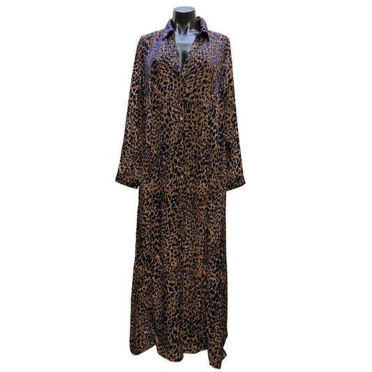 Soft Surroundings Leopard Print Button-Down Maxi Dress L