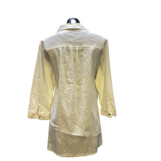 Eileen Fisher Button-Down Tunic Shirt  Long Sleeve White L