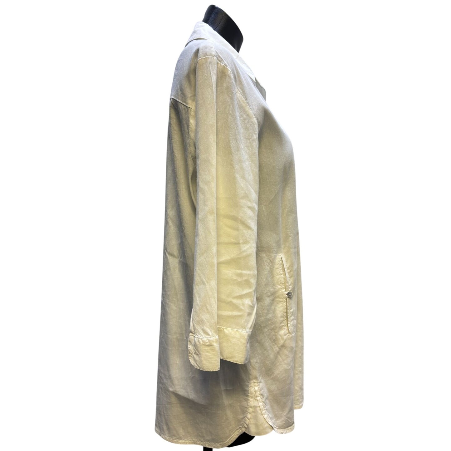 Eileen Fisher Button-Down Tunic Shirt  Long Sleeve White L
