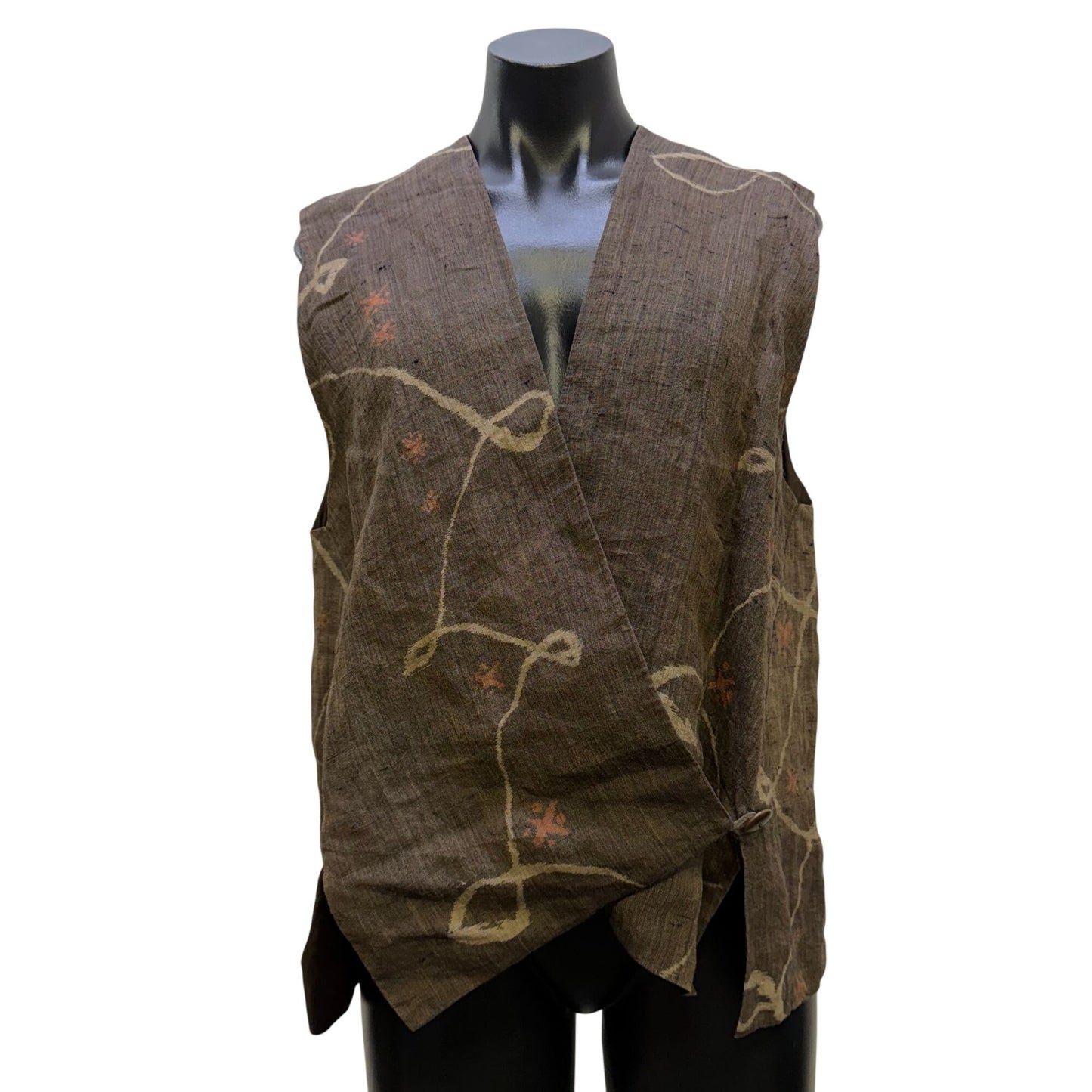 Asiatica Brown Open-Front Wrap Vest Size L