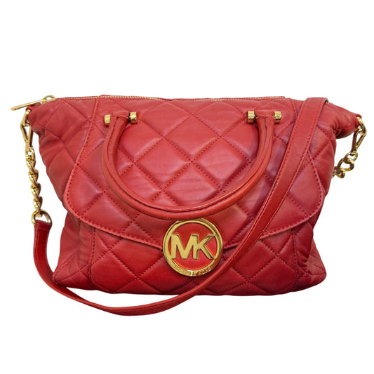 Michael Kors Red Leather Shoulder Bag With Gold-Tone Hardware