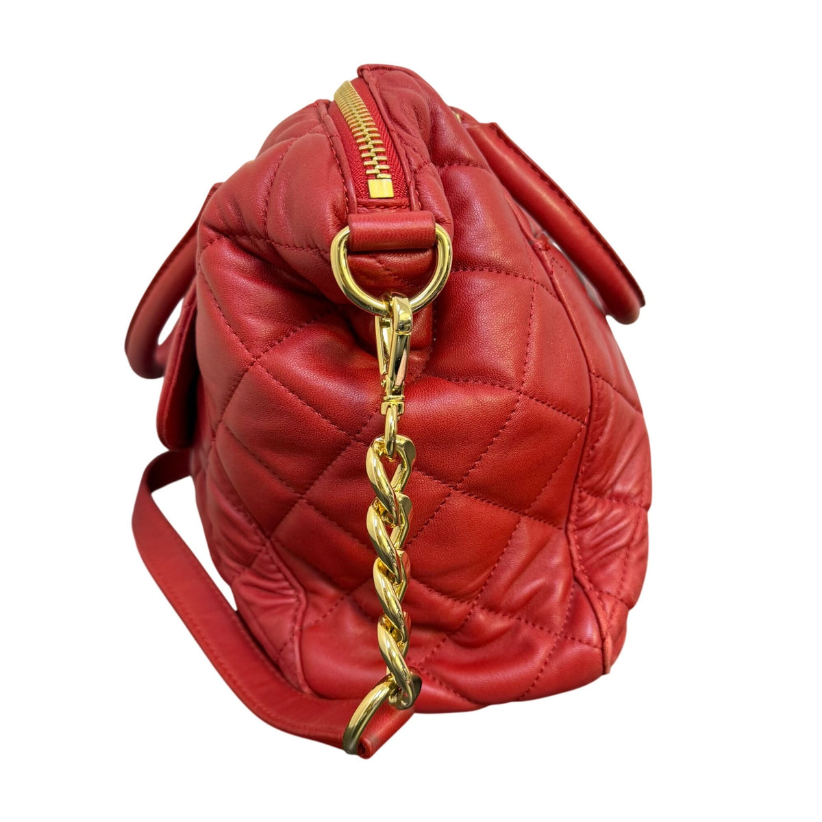 Michael Kors Red Leather Shoulder Bag With Gold-Tone Hardware