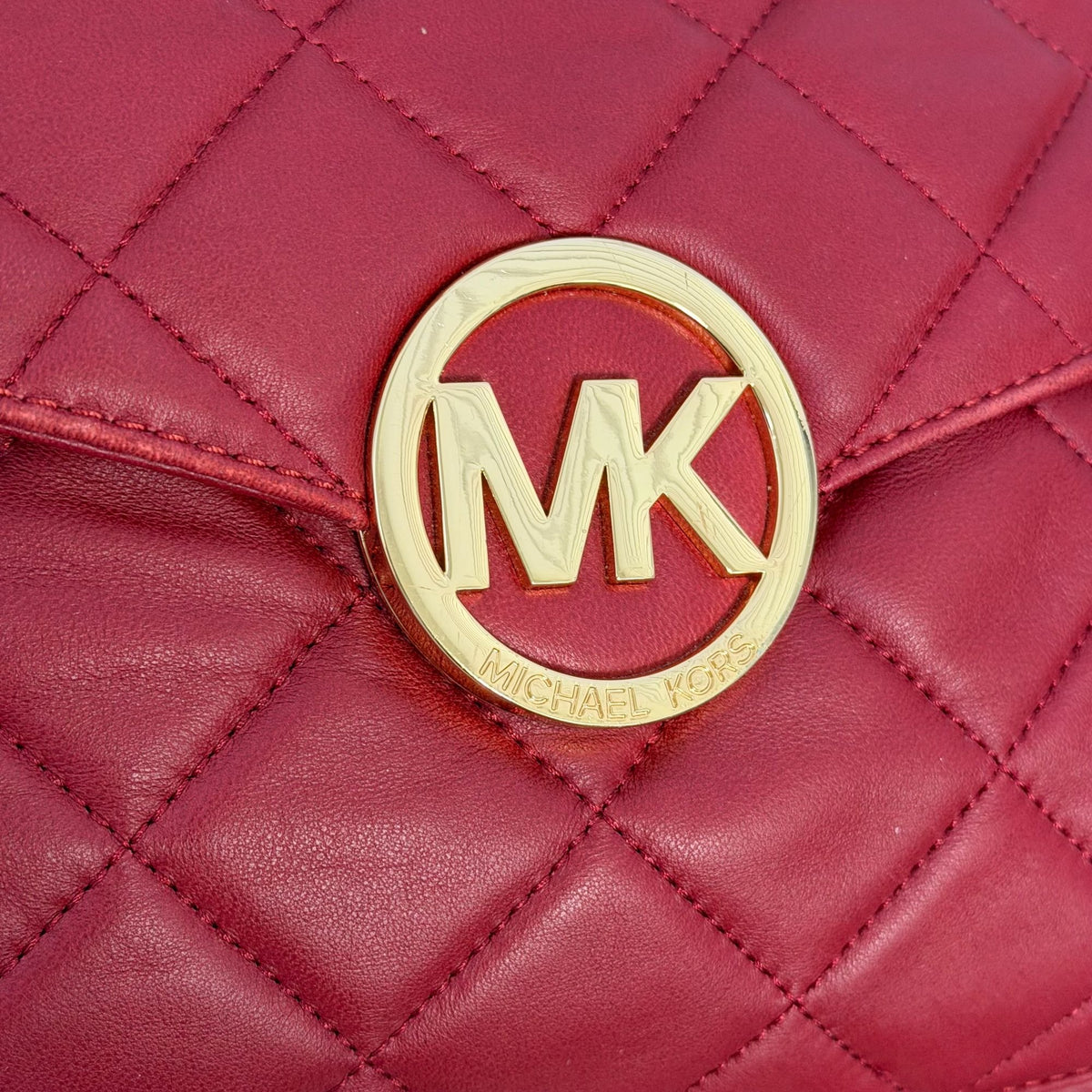 Michael Kors Red Leather Shoulder Bag With Gold-Tone Hardware