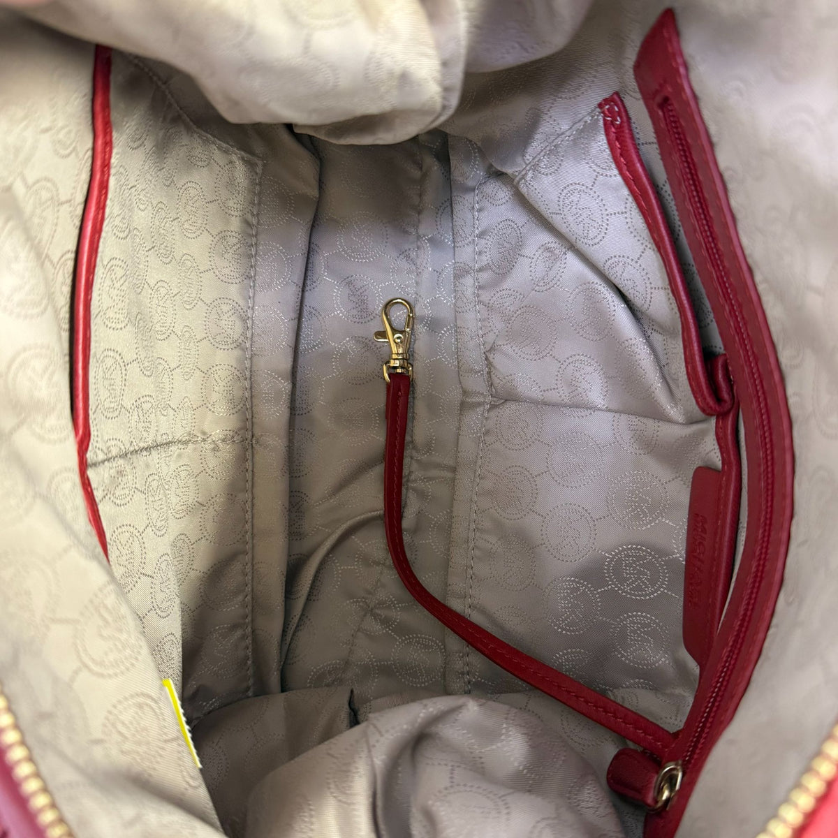 Michael Kors Red Leather Shoulder Bag With Gold-Tone Hardware